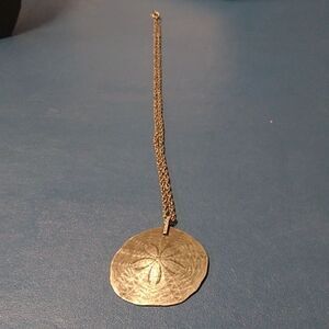 Vintage Pewter Sand Dollar Pendant and Silver tone chain Countrycore Cottagecore
